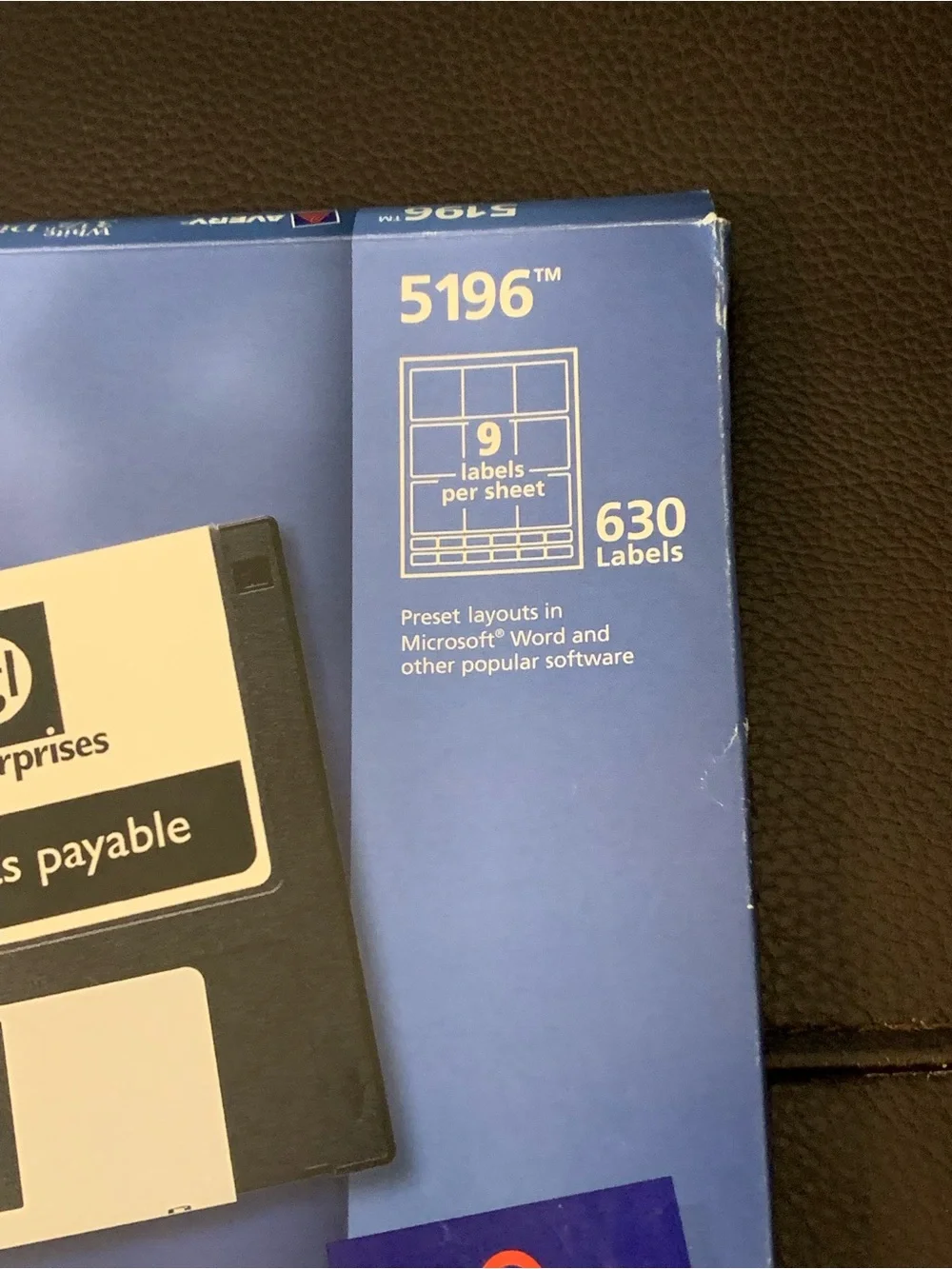Avery 5196 White Diskette Labels 3-1/2” Diskette 9 Labels Per Sheet - 37 Sheets
